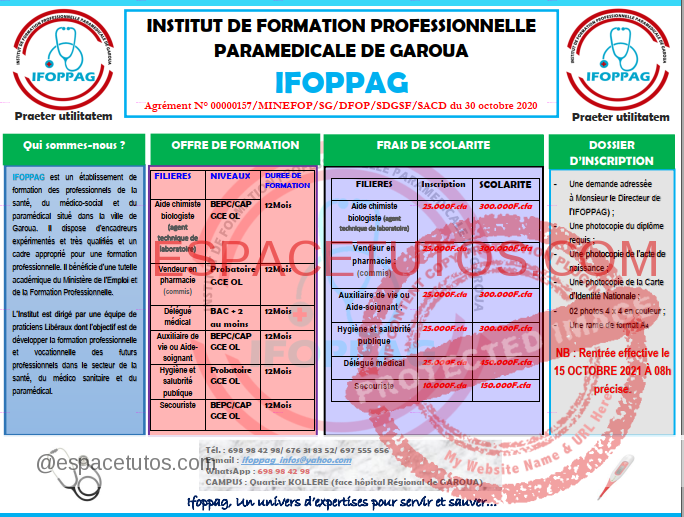 IFOPPAG - 100 Bourses de Formation Professionnelle pour les jeunes Camerounais 2021/2022 