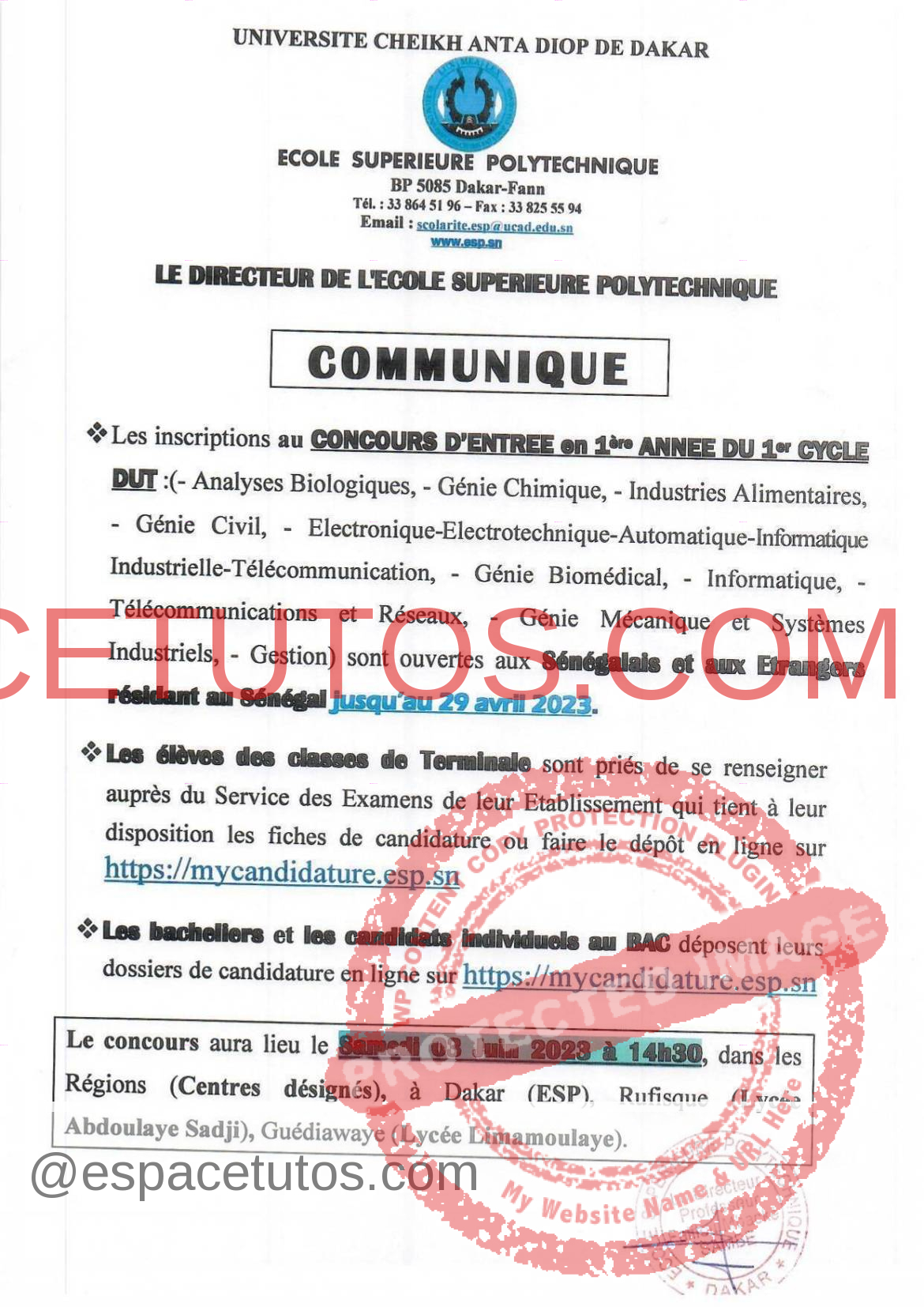 Communique DUT 2023 pdf. page 0001