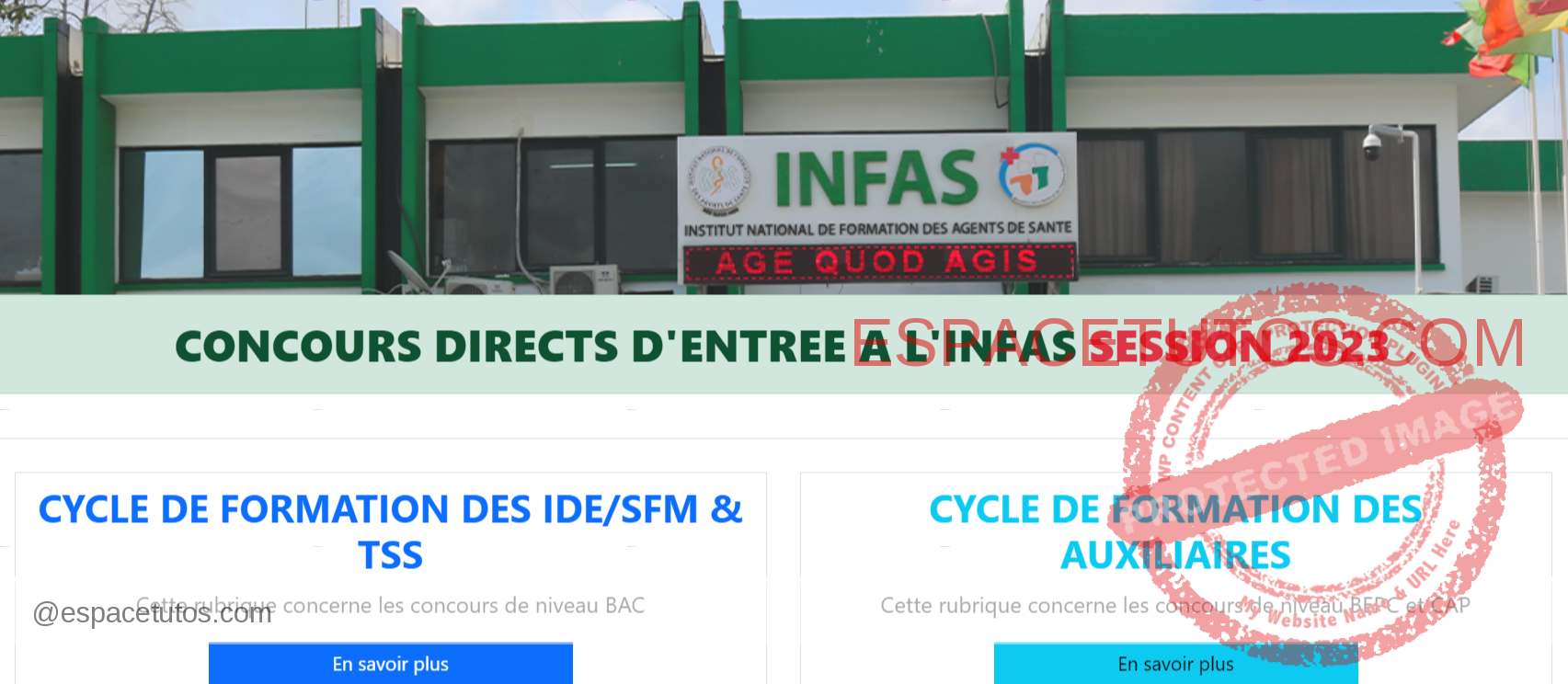 CONCOURS DIRECTS D'ENTREE A L'INFAS SESSION 2023